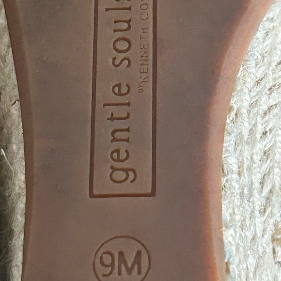 GENTLE SOULS Colleen Black Suede Leather Espadrille Wedge Sandal Size 9 - Picture 5 of 6